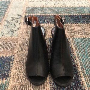 Black peep-toe booties- size 8